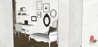 Living / Sitting Room 3D Design - Home office, detail of the dormeuse