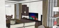 Living / Sitting Room 3D Design - View of the seating area, detail of the wall system