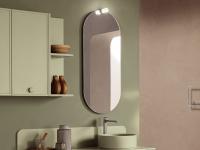 Specchio da bagno ovale con faretto Led Sampi, abbinata alla composizione N106