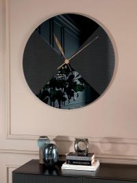 Era Ora mirror clock with smoked mirrored glass quadrant and matt gold contrasting needles.