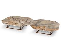 Pair of Alex coffee tables with Blue Island marble top (the veining varies from table to table)