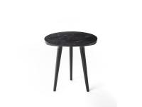 Leander round coffee table with a top made from Black Marquinia marble