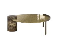 Piece round glass and marble coffee table with slim top