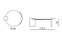Schematic diagram - Piece round glass and marble coffee table