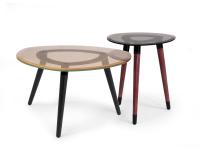 Sophisticated coffee tables with three leather legs