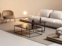 Turku square coffee table for the sofa front, entirely lacquered in black lacquer