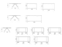 Eliot dining table with wooden top - schemes and measurements