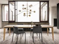 Modern wooden table Nelia in natural brushed oak finish