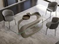 Modern table with a crystal top Odyssey, also available in wood, marble or ceramic