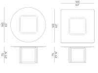 Schema dimensionale tavolo Opus rotondo e quadrato