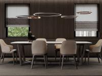 Tavolo in gres con base di design in legno Pearl in un possibile utilizzo come tavolo da riunione