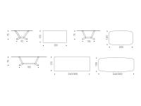 Tavolo Planer di Cattelan - Schemi e dimensioni dei modelli con piano in vetro cristallo CrystalArt