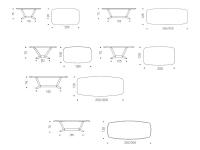 Tavolo Planer di Cattelan - Schemi e dimensioni dei modelli con piano in legno essenza