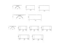 Schemi e dimensioni del tavolo Premier con piano in legno essenza