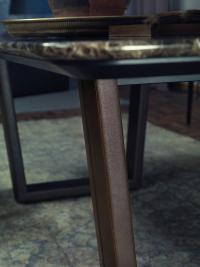Close-up of marble top and the undertop support in lacquer 
