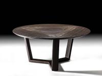 B140 round table with central disc covered in leather to match the legs