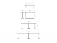 Cora minimal extendable metal console table - Layout and Measurements