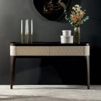 Tiffany quilted leather console table in dark oak painted ash wood