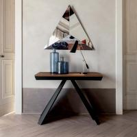 Ventaglio wood console table with metal legs