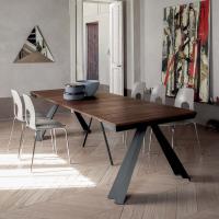 Ventaglio wood console table with metal legs. Industrial elegant design for a urban living extending up to 2 and 3 meters