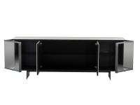 Aira elegant sideboard with porcelain stoneware and glass doors - smoked transparent inner glass shelves is visible