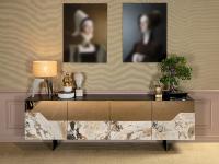 Canova sideboard in porcelain and glass- doors in porcelain stoneware V089P Symphonie and bronze mirrored glass