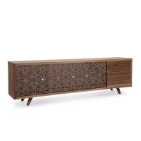 Granada canaletto walnut modern sideboard - model with 3 hinged doors and 3 drawers cm 250 h.77 with feet