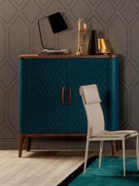 Sideboard Tiffany  with hinged doors upholstered in soft quilted leather