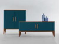 Sideboard and high sideboard Tiffany  in leather and wood 