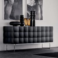Venice sideboard with a tufted effect - model with two doors, three drawers and high feet