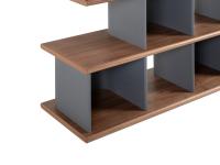 Details of the Kaspar cube-shaped dividing bookcase that alternates a lacquered structure with wooden shelves