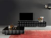 Venice TV stand with tufted effect, paired with the coffee table from the same collection