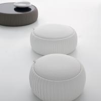 Plissè handcrafted ottoman with white eco-leather cover