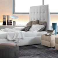 Plissè handcrafted ottoman with eco-leather cover ideal for bedrooms and living rooms