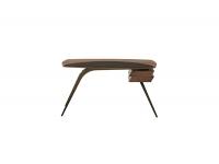 Logos minimalist writing desk with a lacquered metal structure in a stone bronze finish