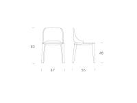 Malva Upholstered Chair with Curved Backrest - Layout Measurements