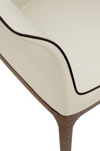 Mivida tub armchair - detail of the the armrest with dark coffee piping trim