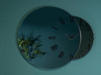 Fusion clock mirror, the hours are divided into Roman and Arabic numerals