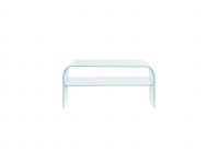 Classic designer glass coffee table with integrated shelf in the extra clear version