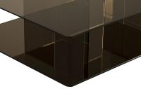 Details of the rectangular top version of Dedalo with a smoked finish for glass and mirror