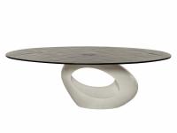 Dubai coffee table with sculptural base and fused smoked glass top