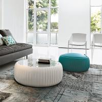 Plissè handcrafted ottoman with eco-leather cover available in twenty different colours