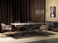 Rectangular curved Blade Table with charcoal grey metal base 