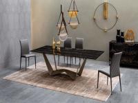 Reverse dining table with reversible base and rectangular top in Gres stone - Portoro