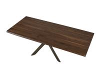 Style table in fixed rectangular version with top in solid wood and natural edges