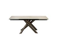 Style extendable dining table with central base - additional table leaves can be pulled out from under the table top