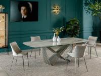 Tenso Porcelain Stoneware Table with central base with Terra Liquida finish
