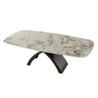 Tokyo shaped rectangular table with Symphony porcelain stoneware top and glossy black base
