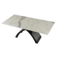 Tokyo shaped rectangular table with statuario altissimo porcelain stoneware top and glossy black base