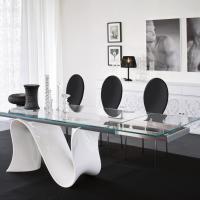 Wave table with sinuous central base available in twelve measurements